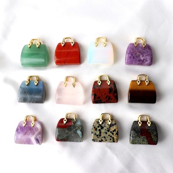 Chakra Stones Hand Carved Gemstone Healing Crystals Handbag Shaped1Pack(AnyColor - Picture 4 of 10